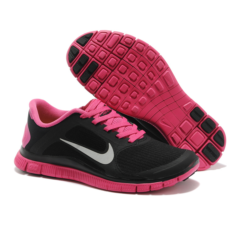 Hot Nike Free4.0 Women Shoes White/Black/Deeppink